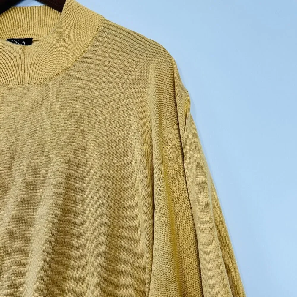 Jos A Bank Silk Sweater Size XXL Mock Neck Yellow‎ Gold Vintage Business - Picture 3 of 13
